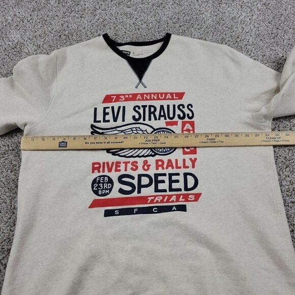 Levis Strauss Sweatshirt Mens XL Beige Rivets & Rally Speed Trials 73rd … - Picture 4 of 8